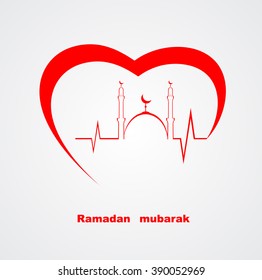 Structure of hypothetical heart with heart beat on graph chart. Ramadan.