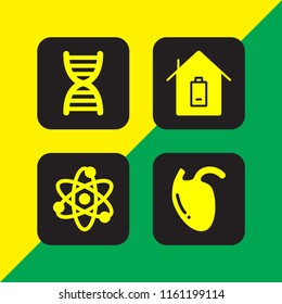 structure icon. 4 structure set with biology, architecture and city and atom vector icons for web and mobile app