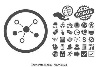 Structure icon with bonus pictogram. Vector illustration style is flat iconic symbols, gray color, white background.