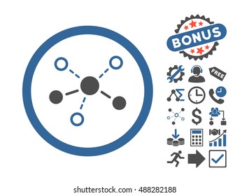 Structure icon with bonus symbols. Vector illustration style is flat iconic bicolor symbols, cobalt and gray colors, white background.