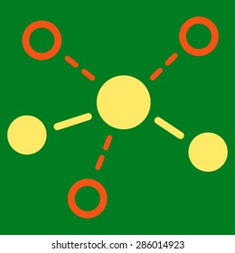 Structure icon from Business Bicolor Set. This flat vector symbol uses orange and yellow colors, rounded angles, and isolated on a green background.