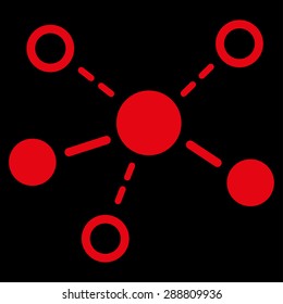 Structure icon from Business Bicolor Set. This flat vector symbol uses red color, rounded angles, and isolated on a black background.