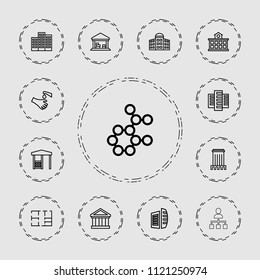 Structure icon. collection of 13 structure outline icons such as building   isolated  sign symbol, building, business center. editable structure icons for web and mobile.