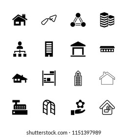 Structure icon. collection of 16 structure filled and outline icons such as building, playground ladder, house building, trowel. editable structure icons for web and mobile.