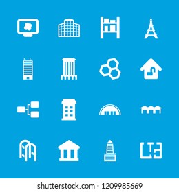 Structure icon. collection of 16 structure filled icons such as building, barn, cargo barn, home lock, garage, plan, bank. editable structure icons for web and mobile.