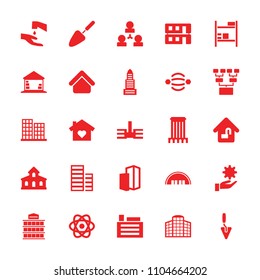 Structure icon. collection of 25 structure filled icons such as building, house building, barn, business center, house with heart. editable structure icons for web and mobile.
