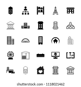 Structure icon. collection of 25 structure filled and outline icons such as barn, building, cargo barn, plan, home, eiffel tower. editable structure icons for web and mobile.