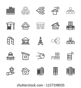 Structure icon. collection of 25 structure outline icons such as business centre, house building, building, temple, eiffel tower. editable structure icons for web and mobile.