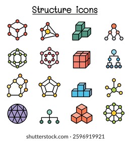 Structure icon set in colorline style
