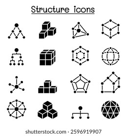 Structure icon set in glyph style