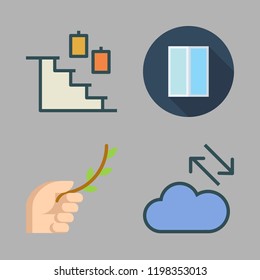 structure icon set. vector set about branch, stairs, entrances and cloud computing icons set.