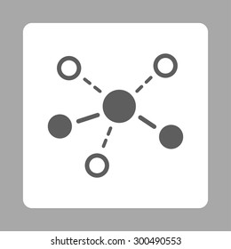 Structure icon. This flat rounded square button uses dark gray and white colors and isolated on a silver background.