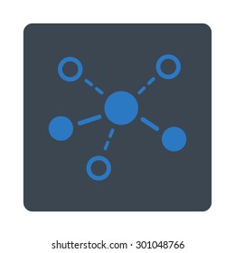Structure icon. This flat rounded square button uses smooth blue colors and isolated on a white background.