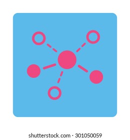 Structure icon. This flat rounded square button uses pink and blue colors and isolated on a white background.