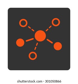 Structure icon. This flat rounded square button uses orange and gray colors and isolated on a white background.