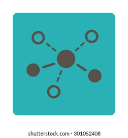 Structure icon. This flat rounded square button uses grey and cyan colors and isolated on a white background.