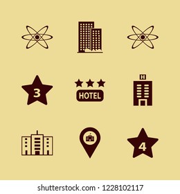 structure icon. structure vector icons set hotel four stars, hotel building, hotel three stars and university location