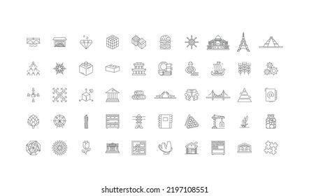 Structure icons concept illustration, linear icons, line signs set, vector collection
