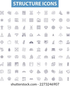 Structure icons line icons, signs set. Icons, Structure, Design, Elements, Symbols, Shapes, Layouts, Patterns, Graphics outline vector illustrations.