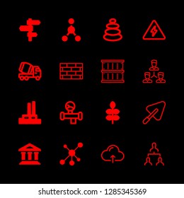 structure icons set with divarication, concrete and trowel vector set