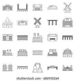 Structure icons set. Outline set of 25 structure vector icons for web isolated on white background