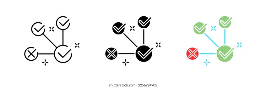 Structure icons set. Scheme, structure, data organization, distribution, model, layout, sequence, project, scenario, design, projection. Ordering concept. vector line icon in different styles