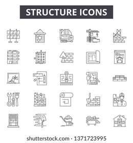 Structure line icons, signs set, vector. Structure outline concept, illustration: structure,business,organization,corporate,team,company