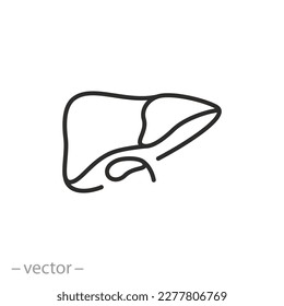 structure liver icon, digestive gallbladder, thin line symbol on white background - editable stroke vector illustration eps10