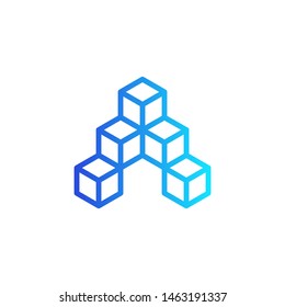 A structure logo, letter a with cubes, modern letter A box logo .vector