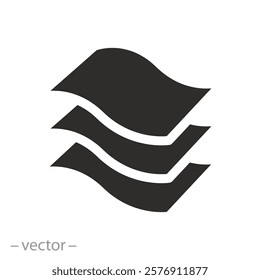 structure material fabric, 3 layers icon, texture properties, flat vector illustration