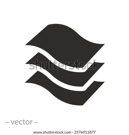 structure material fabric, 3 layers icon, texture properties, flat vector illustration