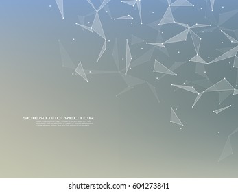 Structure of molecular particles and atom. Polygonal abstract background. Technology and science concept. Vector illustration