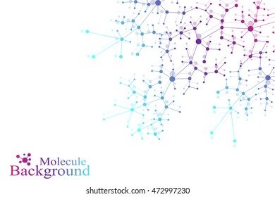 Structure molecule atom dna and communication background. Concept of neurons. Connected lines with dots. Illusion nervous system. Medical scientific backdrop. Vector illustration