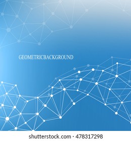 Structure molecule atom dna and communication background. Concept of neurons. Connected lines with dots. Illusion nervous system. Medical scientific backdrop. Vector illustration