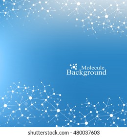 Structure molecule atom dna and communication background. Concept of neurons. Connected lines with dots. Illusion nervous system. Medical scientific backdrop. Vector illustration