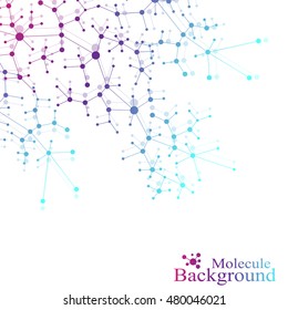Structure molecule atom dna and communication background. Concept of neurons. Connected lines with dots. Illusion nervous system. Medical scientific backdrop. Vector illustration