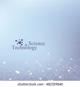 Structure molecule atom dna and communication background. Concept of neurons. Connected lines with dots. Illusion nervous system. Medical scientific backdrop. Vector illustration