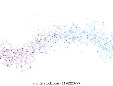 Structure molecule and communication. Abstract polygonal background with connected dots and lines. Minimalistic geometric pattern. Science, Medicine, technology. Vector illustration