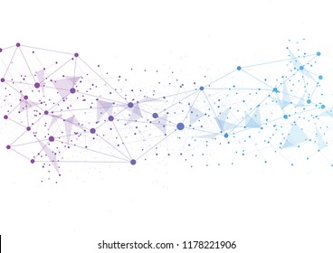 Structure molecule and communication. Abstract polygonal background with connected dots and lines. Minimalistic geometric pattern. Science, Medicine, technology. Vector illustration