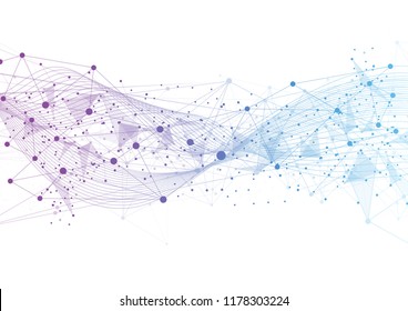 Structure molecule and communication. Abstract polygonal background with connected dots and lines. Minimalistic geometric pattern. Science, Medicine, technology. Vector illustration