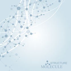 Structure molecule and communication Dna, atom, neurons. Science concept for your design. Connected lines with dots. Medical, technology, chemistry, science background. Vector illustration