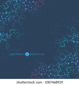 Structure molecule and communication. Dna, atom, neurons. Scientific concept for your design. Connected lines with dots. Medical, technology, chemistry, science background. Vector illustration