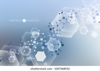 Structure molecule and communication. Dna, atom, neurons. Scientific concept for your design. Connected lines with dots. Medical, technology, chemistry, science background. Vector illustration