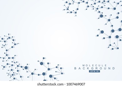 Structure molecule and communication. Dna, atom, neurons. Scientific concept for your design. Connected lines with dots. Medical, technology, chemistry, science background. Vector illustration