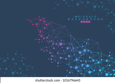 Structure molecule and communication. Dna, atom, neurons. Scientific concept for your design. Connected lines with dots. Medical, technology, chemistry, science background. Vector illustration