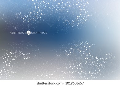 Structure molecule and communication. Dna, atom, neurons. Scientific concept for your design. Connected lines with dots. Medical, technology, chemistry, science background. Vector illustration