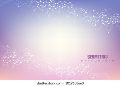 Structure molecule and communication. Dna, atom, neurons. Scientific concept for your design. Connected lines with dots. Medical, technology, chemistry, science background. Vector illustration