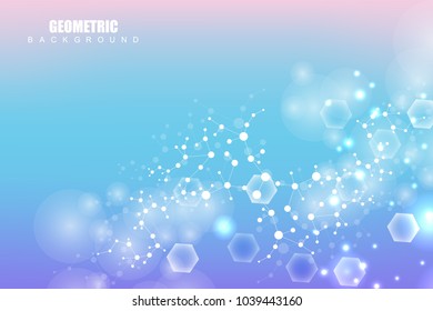 Structure molecule and communication. Dna, atom, neurons. Scientific concept for your design. Connected lines with dots. Medical, technology, chemistry, science background. Vector illustration