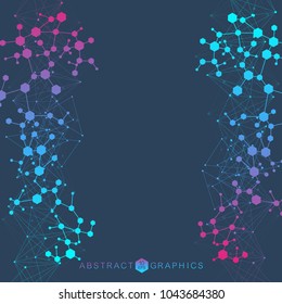 Structure molecule and communication. Dna, atom, neurons. Scientific concept for your design. Connected lines with dots. Medical, technology, chemistry, science background. Vector illustration