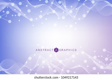 Structure molecule and communication. Dna, atom, neurons. Scientific concept for your design. Connected lines with dots. Medical, technology, chemistry, science background. Vector illustration